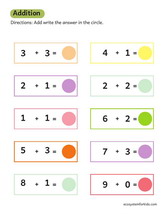 Addition of numbers worksheet